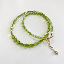 Cargar imagen en el visor de la galería, Faceted Peridot Beads Choker Necklace, beads are  oval shaped and slightly graduated, light Olive Green Peridot Jewelry, Gold Filled closure and details, 17&quot;inches long, August Birthstone, best Birthday Gift For Her, Minimalist Jewelry
