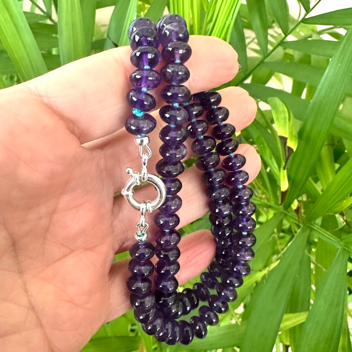 Handmade Dark Purple Amethyst Candy Necklace, Sterling Silver Marine Closure, 18.5” – Canadian Jewelry