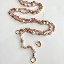 Cargar imagen en el visor de la galería, Hand Knotted Baroque Pink Opal &amp; Freshwater Pearl Necklace, 58&#39;inches, Gold Plated
