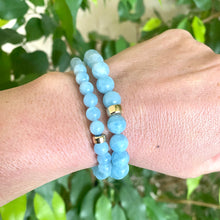 Load image into Gallery viewer, Aquamarine Stretchy Bracelet 6 or 8mm , 7.25&quot;in, 14K GF
