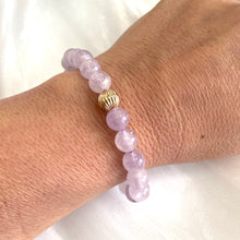 Charger l&#39;image dans la galerie, Bracelet extensible en améthyste lavande de 6 ou 8 mm, 14 carats GF, 18 cm
