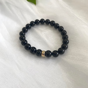 Black Tourmaline Bracelet in 8mm, 14K GF