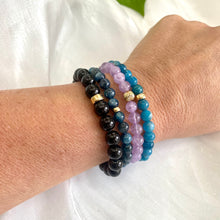 Load image into Gallery viewer, Neon Blue Apatite Stretchy Bracelet in 6mm, 14K GF, 7&quot;
