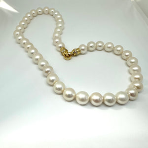 Classic Fine Quality Near-Round Freshwater White Pearl Necklace | Optional Cross Pendant | 18" | Gold or Silver Elegant Clasp | Canadian Jewelry