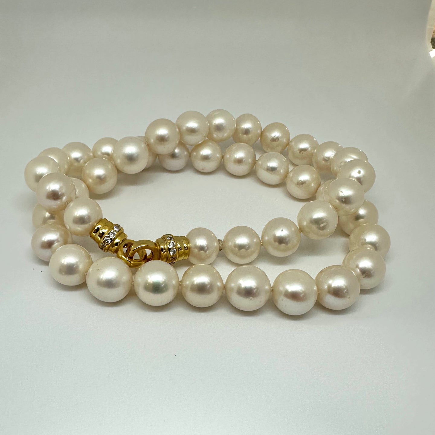 Classic Fine Quality Near-Round Freshwater White Pearl Necklace | Optional Cross Pendant | 18