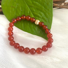 Lade das Bild in den Galerie-Viewer, Orange Carnelian Stretch Bracelet with Pearls in 6 or 8mm, 14K GF, 7&quot;
