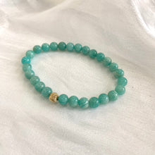 Charger l&#39;image dans la galerie, Bracelet extensible en amazonite verte de 6 ou 8 mm, 14 carats GF, 18 cm
