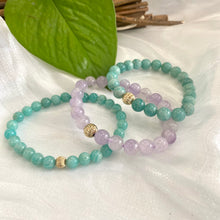 Charger l&#39;image dans la galerie, Bracelet extensible en amazonite verte de 6 ou 8 mm, 14 carats GF, 18 cm
