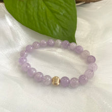 Charger l&#39;image dans la galerie, Bracelet extensible en améthyste lavande de 6 ou 8 mm, 14 carats GF, 18 cm
