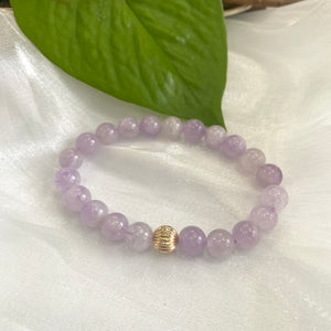 Bracelet extensible en améthyste lavande de 6 ou 8 mm, 14 carats GF, 18 cm