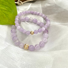 Charger l&#39;image dans la galerie, Bracelet extensible en améthyste lavande de 6 ou 8 mm, 14 carats GF, 18 cm
