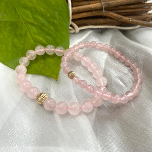 Rose Quartz Stretchy Bracelet in 6 or 8mm, 14K GF, 7"