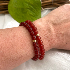 Red Agate Bracelet in 6mm, 14K GF, 7"