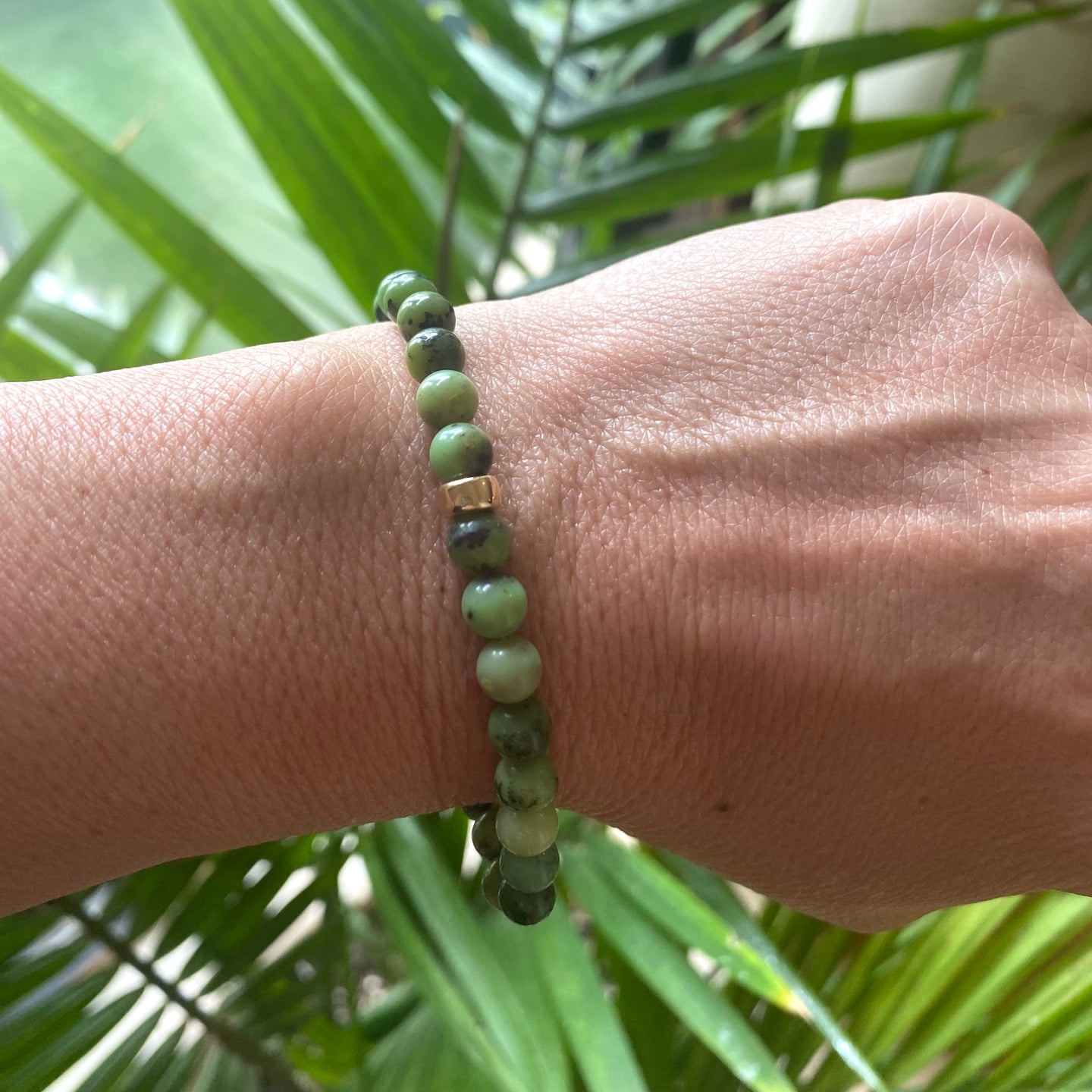 Chrysoprase Stretch Bracelet in 6mm, 14K GF, 7