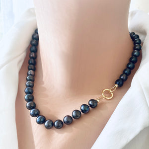 Black Pearl Necklace with Removable Pendant, GV, 17.5" – Handmade in Canada