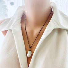 Charger l&#39;image dans la galerie, Handmade in Canada Pyrite Rosary Chain &amp; Baroque Pearl Pendant Necklace, GV, Diamond Pave, 20&quot;
