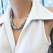 Cargar imagen en el visor de la galería, Shaded Blue-Grey Faceted Opal Candy Necklace, Silver Marine Clasp, 19&quot;

