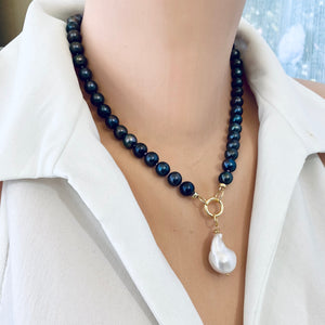 Black Pearl Necklace with Removable Pendant, GV, 17.5" – Handmade in Canada