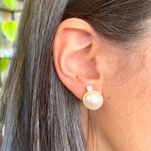 Carica l&#39;immagine nel visualizzatore di Gallery, Pink Mabe Edison Pearl Stud Earrings with Cz, Silver

