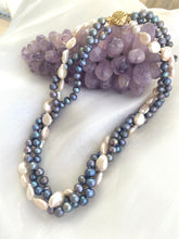 Load image into Gallery viewer, Multi Strand Twisted Black &amp; White Pearl Necklace
