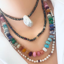 Cargar imagen en el visor de la galería, Rainbow Candy Necklace, Skittles Taste Multi Gemstones Necklace, Silver Toggle Clasp, 19-21.5&quot;inches,
