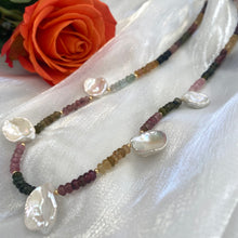 Charger l&#39;image dans la galerie, Multi Tourmaline &amp; Keshi Pearl Necklace | 14K GF | 19.5&quot;-20.5&quot; | Canadian Handmade Gemstone Jewelry
