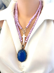 Handmade White Baroque Pearl Cross Pendant, Gold Vermeil or White Rhodium Plated Silver, Canadian Jewelry