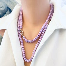 Charger l&#39;image dans la galerie, Bright Lavender Opal Candy Necklace | 19&quot; &amp; 23&quot; | Optional Pendant: Blue Agate or White Pearl Cross | Handmade in Canada
