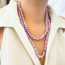 Charger l&#39;image dans la galerie, Bright Lavender Opal Candy Necklace | 19&quot; &amp; 23&quot; | Optional Pendant: Blue Agate or White Pearl Cross | Handmade in Canada
