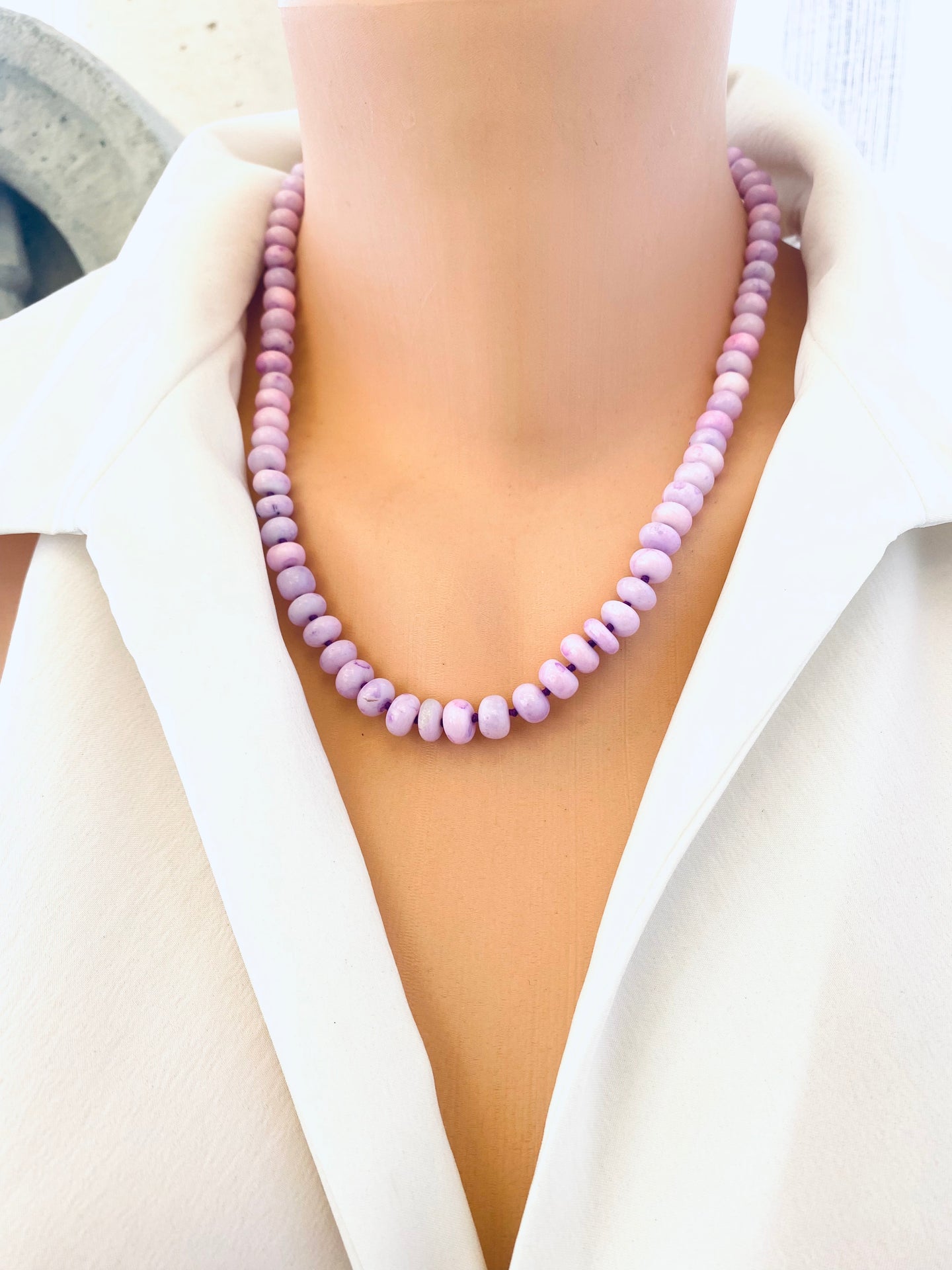 Bright Lavender Opal Candy Necklace | 19