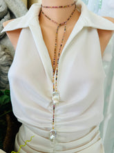 Carica l&#39;immagine nel visualizzatore di Gallery, Multi Tourmaline &amp; two Baroque Pearls Lariat Necklace
