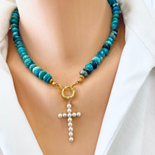 Cargar imagen en el visor de la galería, hand knotted rondelle turquoise necklace
