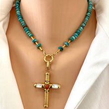 Load image into Gallery viewer, Arizona Turquoise Candy Necklace, 16&quot;or 17&quot;in, Gold Vermeil, December Birthstone
