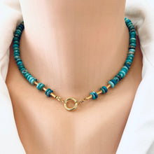 Charger l&#39;image dans la galerie, Arizona Turquoise Candy Necklace, 16&quot;or 17&quot;in, Gold Vermeil, December Birthstone
