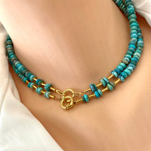 Charger l&#39;image dans la galerie, Arizona Turquoise Candy Necklace, 16&quot;or 17&quot;in, Gold Vermeil, December Birthstone

