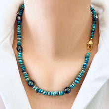 Charger l&#39;image dans la galerie, Elegant December Birthstone Necklace: Arizona Turquoise &amp; Tahitian Pearl, 19.5 inches
