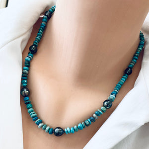 Gold Vermeil Clasp Necklace showcasing Arizona Turquoise & Tahitian Pearl, 19.5 inches