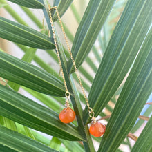 Load image into Gallery viewer, Carnelian Briolettes Threader Earrings, Gold Vermeil Plated Silver Chain Earrings
