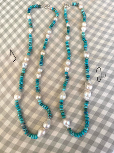 Arizona Turquoise and Fresh Water Baroque Pearl Necklace