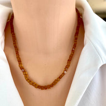 Charger l&#39;image dans la galerie, Hessonite Garnet Cube Necklace with Gold Vermeil Magnetic Clasp, 18&quot;in
