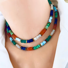 Carica l&#39;immagine nel visualizzatore di Gallery, Mixed Gemstones Necklace, Lapis Lazuli, Carnelian, Chrysoprase, Opal &amp; Green Onyx, Gold Filled, 15&quot;or 16&quot;in
