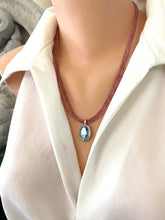Carica l&#39;immagine nel visualizzatore di Gallery, Double Strand Pink Tourmaline &amp; Blue Topaz Pendant | December Birthstone
