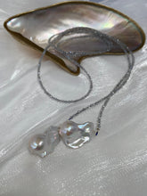 Load image into Gallery viewer, Labradorite &amp; Two Baroque Pearl Lariat Necklace | 52&quot;
