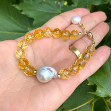 Load image into Gallery viewer, Citrine and Baroque Pearl Bracelet, 14k Gold Filled, November Birthstone , 7&quot;inch
