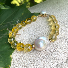 Load image into Gallery viewer, Citrine and Baroque Pearl Bracelet, 14k Gold Filled, November Birthstone , 7&quot;inch
