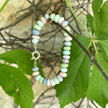 Cargar imagen en el visor de la galería, Multi Color Pastel Peruvian Opal Candy Bracelet, Sterling Silver Marine Clasp
