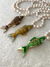 Charger l'image dans la galerie, White Baroque Pearl Necklace with Cloisonné Fish Pendant, 9–11mm Hand Knotted Pearls, 32" or 34"

