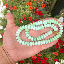 Charger l&#39;image dans la galerie, Green Parrot Opal Candy Necklace, 18&quot;in, Gold Vermeil Plated Sterling Silver Marine Closure
