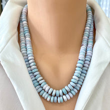 Charger l&#39;image dans la galerie, Pinkish Blue Opal Candy Necklace, 20.5&quot;or21.5&quot;&quot;inches, Sterling Silver Marine Closure
