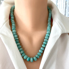 Lade das Bild in den Galerie-Viewer, Hand Knotted &amp; Graduated Amazonite Candy Necklace, Gold Vermeil Marine Closure, 21.5&quot;inch
